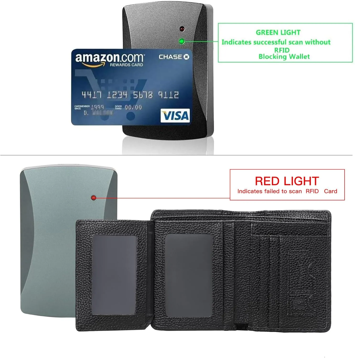 GOIACII Slim Wallet for Men Genuine Leather RFID Blocking Trifold Wallet with 2 ID Window