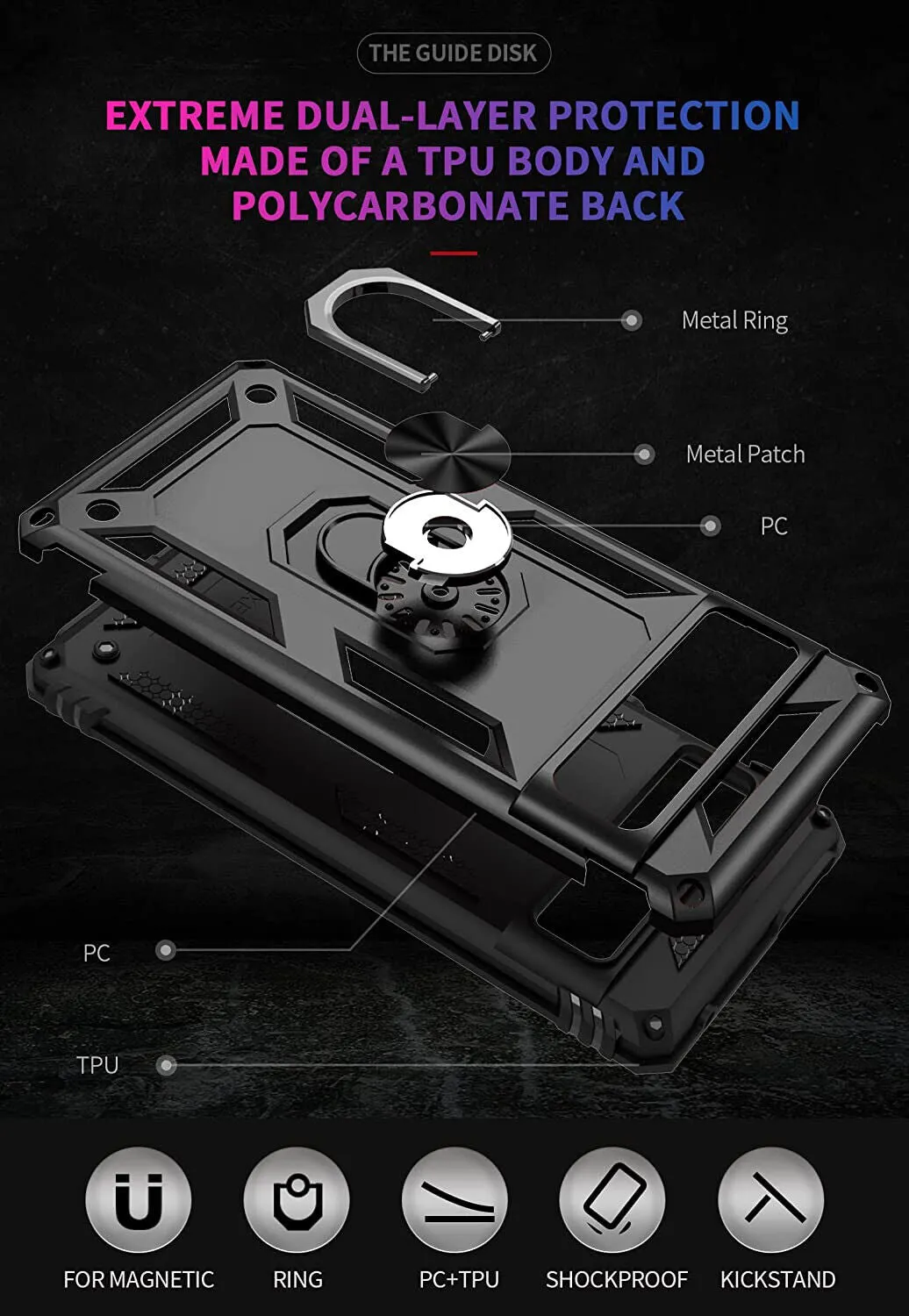 Google Pixel 7 Pro Case Kickstand Shockproof Ring Cover
