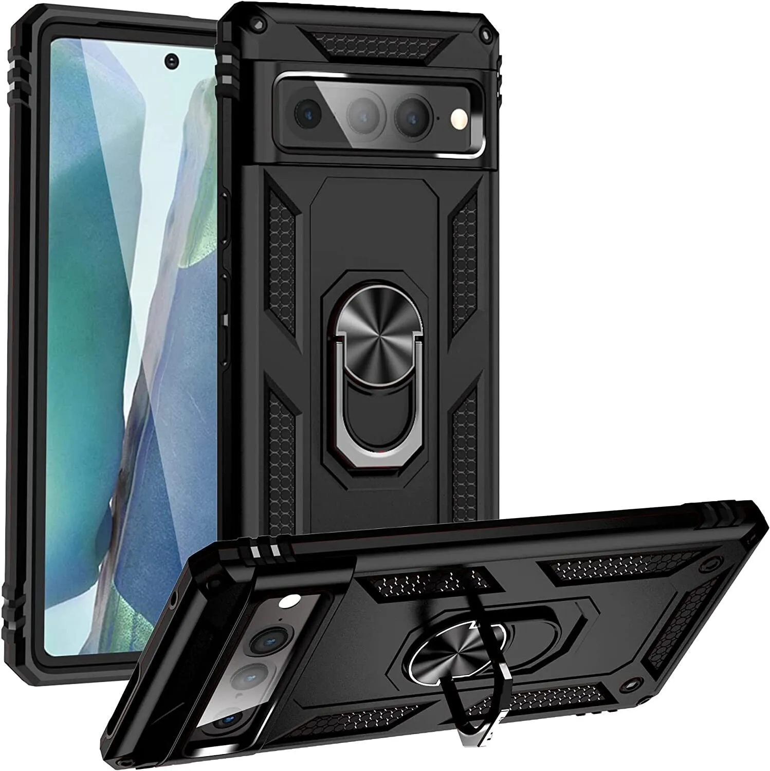 Google Pixel 7 Pro Case Kickstand Shockproof Ring Cover