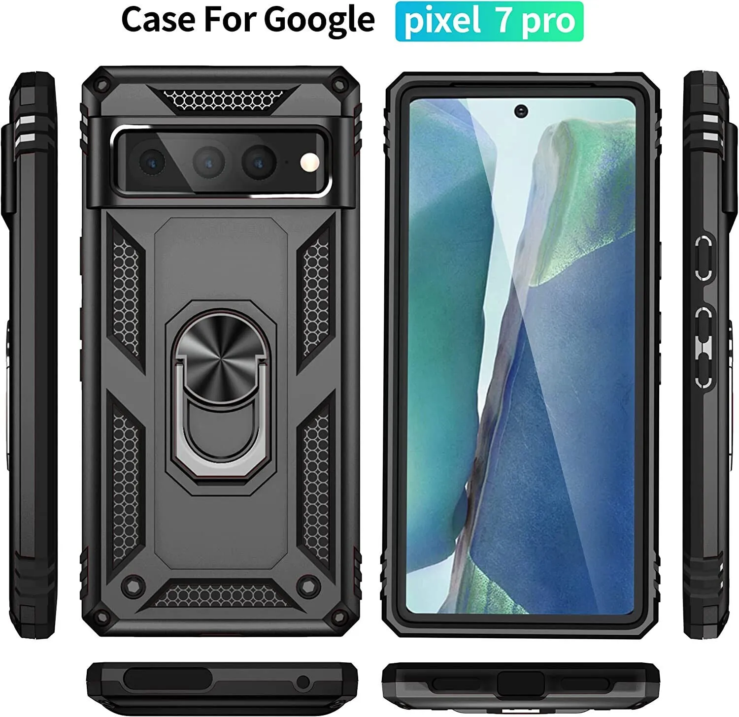 Google Pixel 7 Pro Case Kickstand Shockproof Ring Cover