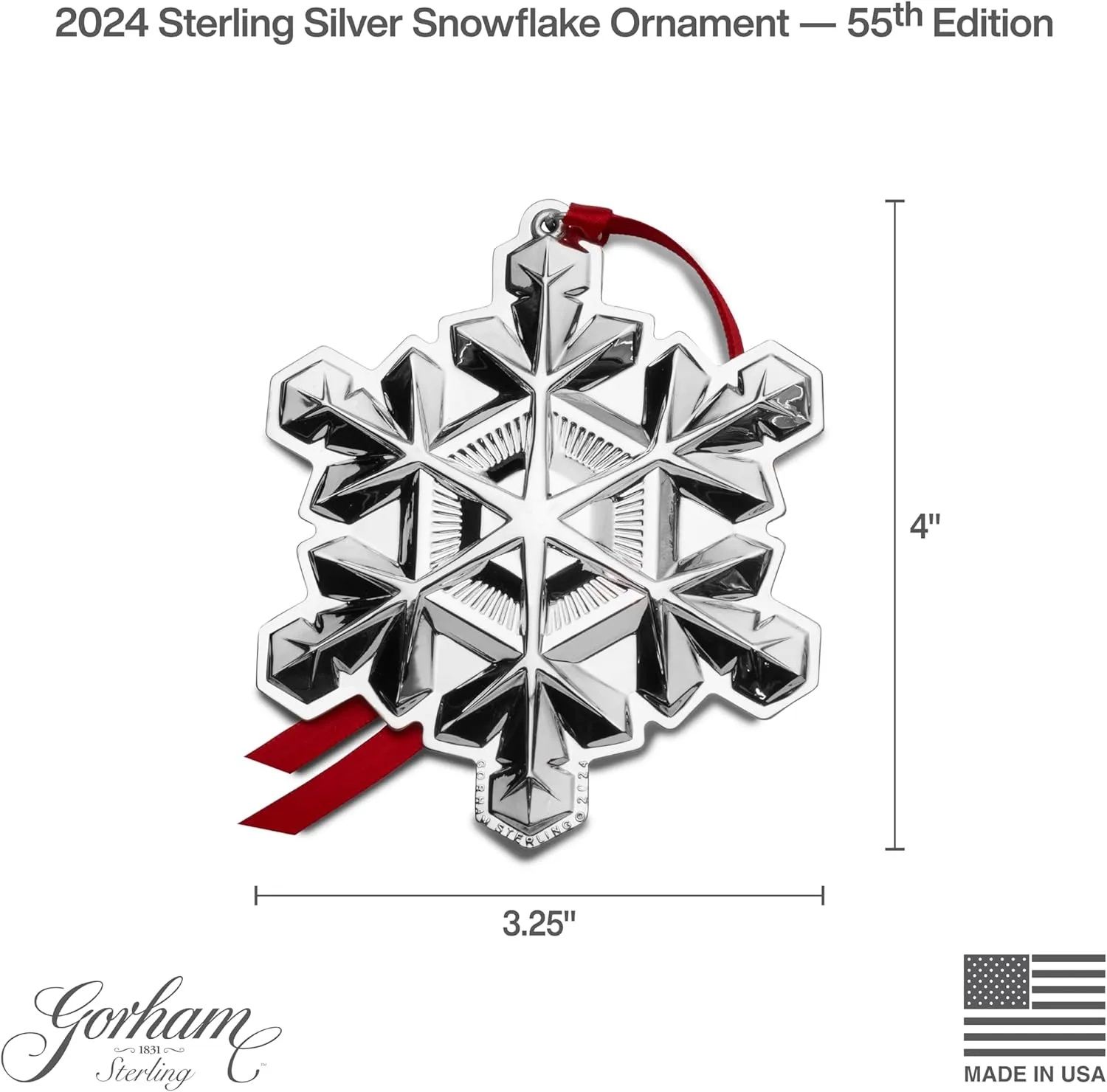 Gorham 2024 Sterling Silver Snowflake Ornament 55th Edition