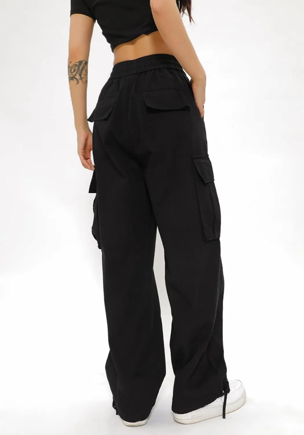 Gothic Harajuku Cargo Pants Y2K Women Wide Leg Joggers Hippie Streetwear Loose Baggy Trousers