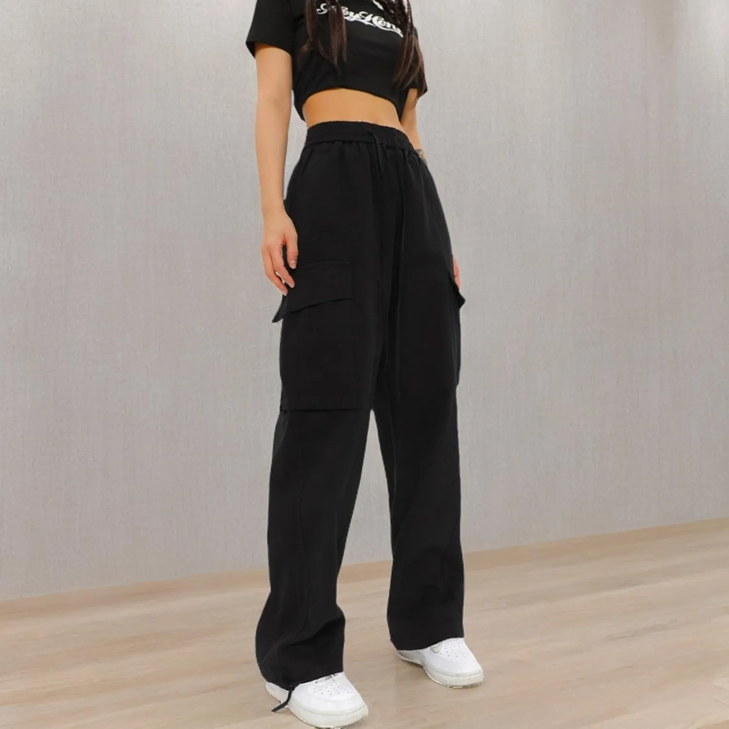 Gothic Harajuku Cargo Pants Y2K Women Wide Leg Joggers Hippie Streetwear Loose Baggy Trousers