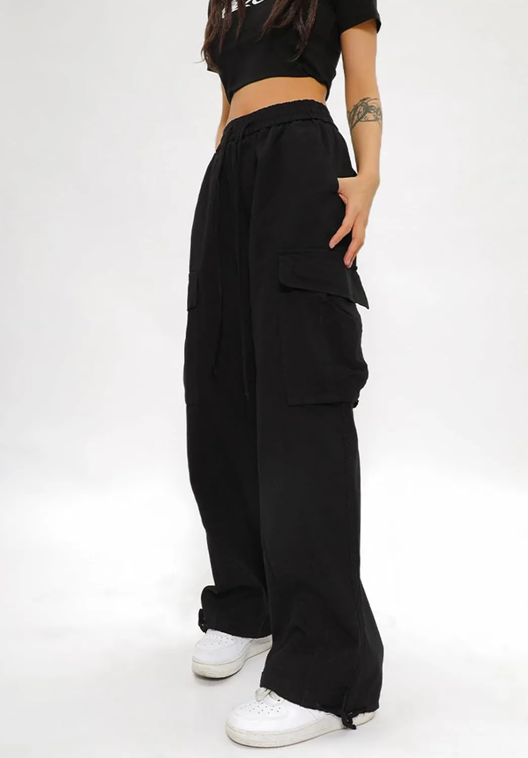 Gothic Harajuku Cargo Pants Y2K Women Wide Leg Joggers Hippie Streetwear Loose Baggy Trousers