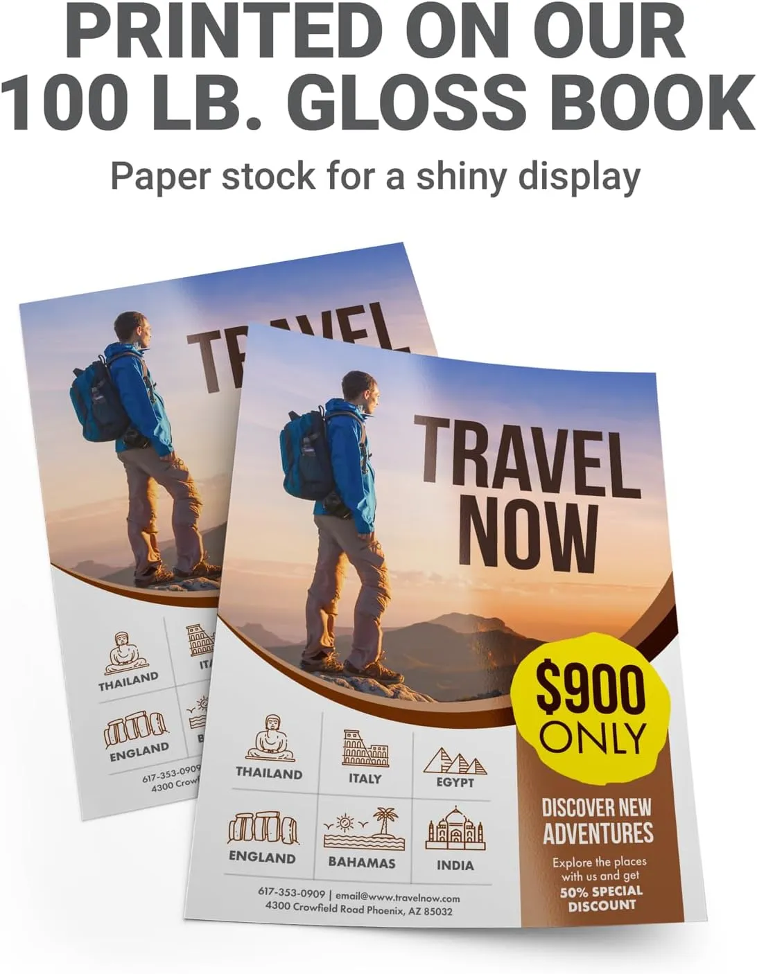 GotPrint Custom Bulk Flyers, Glossy, Vertical | Upload Design or Add Text | Personalized Photo | Double-Sided Printing Available,4 x 6 Vertical, 100 Qty