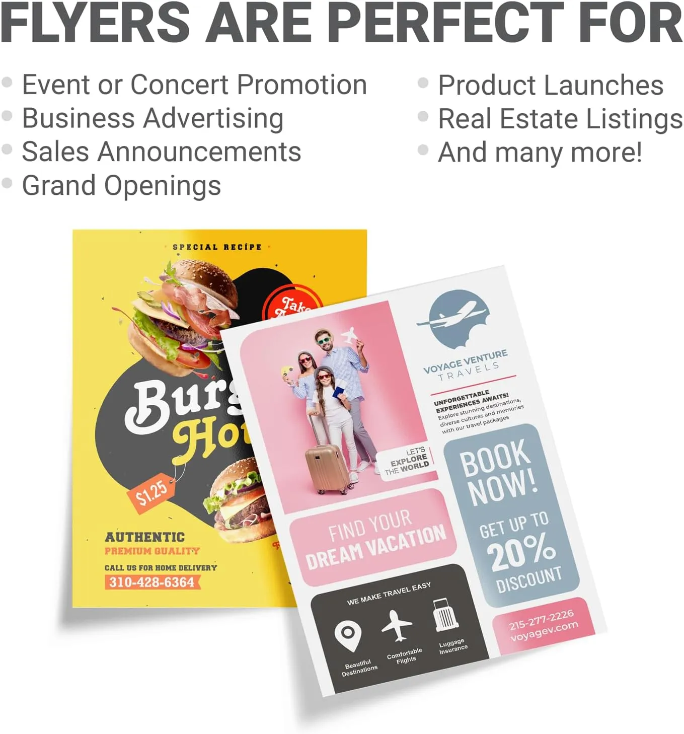 GotPrint Custom Bulk Flyers, Glossy, Vertical | Upload Design or Add Text | Personalized Photo | Double-Sided Printing Available,4 x 6 Vertical, 100 Qty