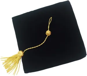 GraduatePro Doctoral Graduation Tam PhD Blue/Black Velvet with Gold Bullion Tassel, 8-Sided/6 Sided/4 Sided Doctorate Cap
