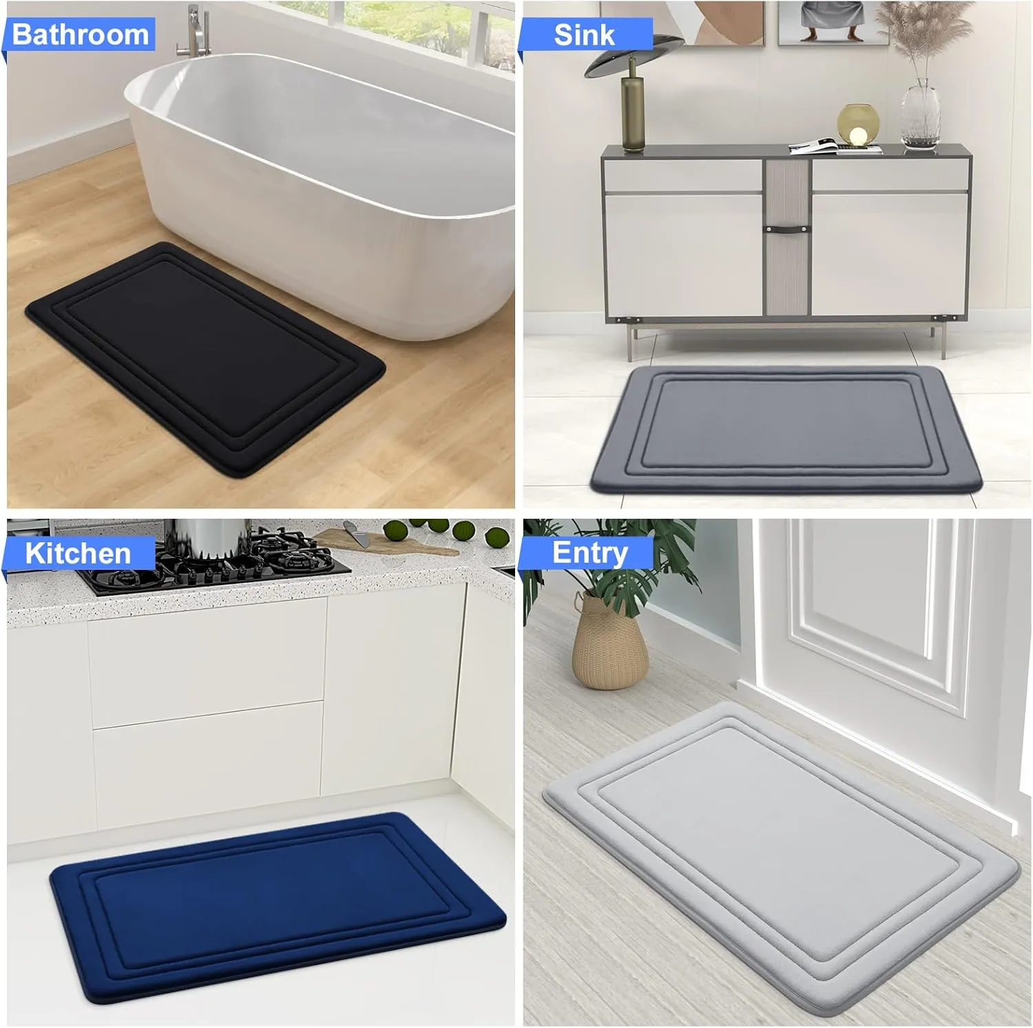 Grandaily Memory Foam Bath Mat Rug 30x20, Ultra Soft, Non-Slip and Absorbent Bathroom Rugs, Machine Wash Dry, Comfortable Bath Carpet for Bathroom Floor, Tub and Shower, Beige