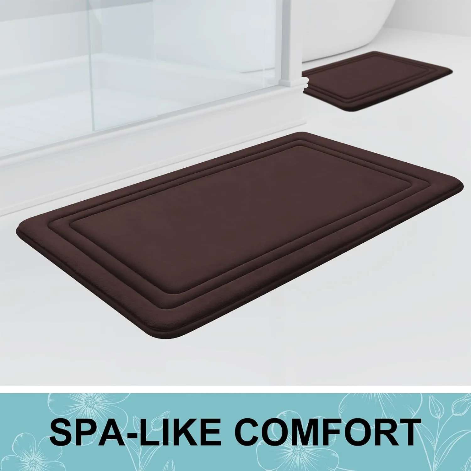 Grandaily Memory Foam Bath Mat Rug 30x20, Ultra Soft, Non-Slip and Absorbent Bathroom Rugs, Machine Wash Dry, Comfortable Bath Carpet for Bathroom Floor, Tub and Shower, Brown