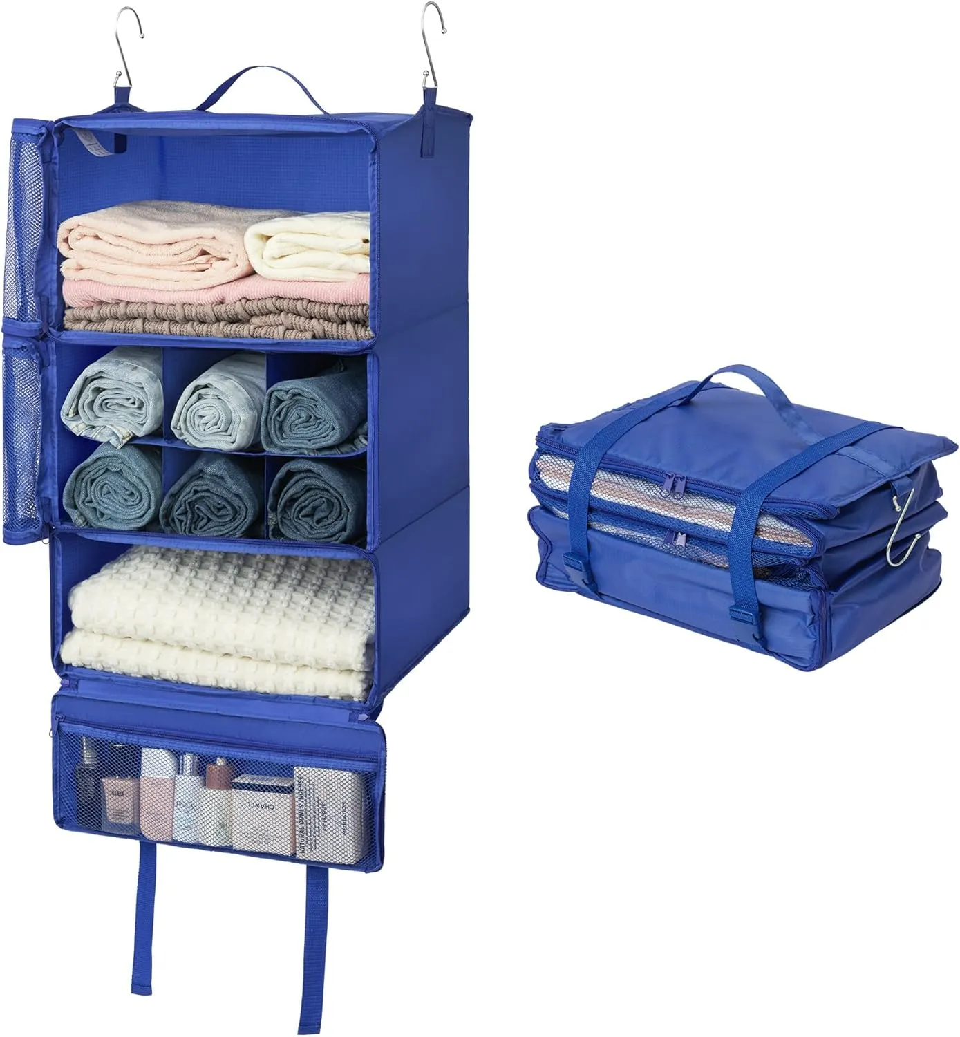 GRANNY SAYS Hanging Packing Cubes for Travel, Large Portable Hanging Suitcase Organizer, Foldable Compression Luggage Organizer Bags for Clothes, Carry on Closet Suitcase, XXL-Blue Travel Shelves