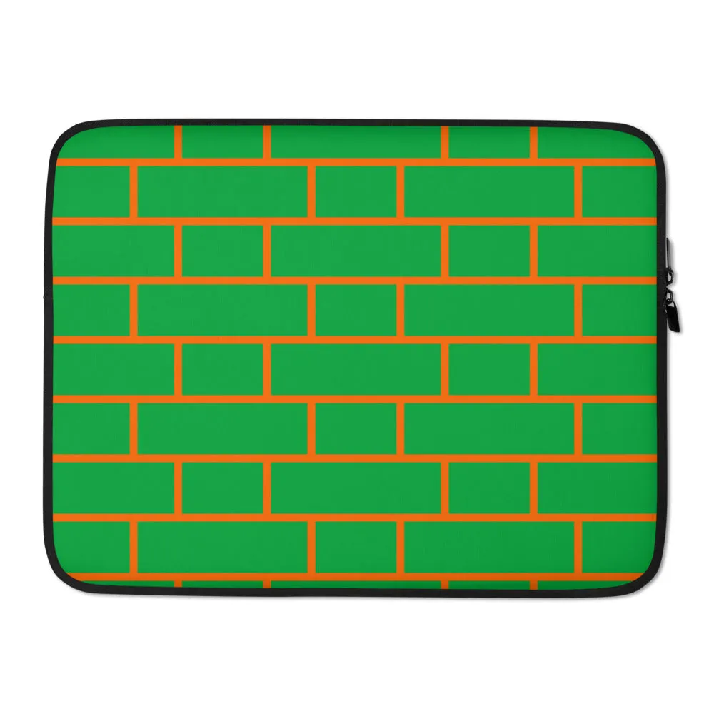 Green & Orange Flemish Bond Brick Hatch Laptop Sleeves