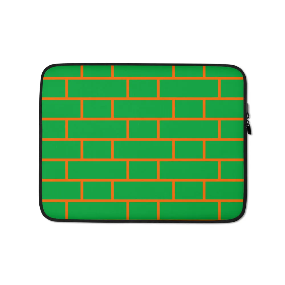 Green & Orange Flemish Bond Brick Hatch Laptop Sleeves