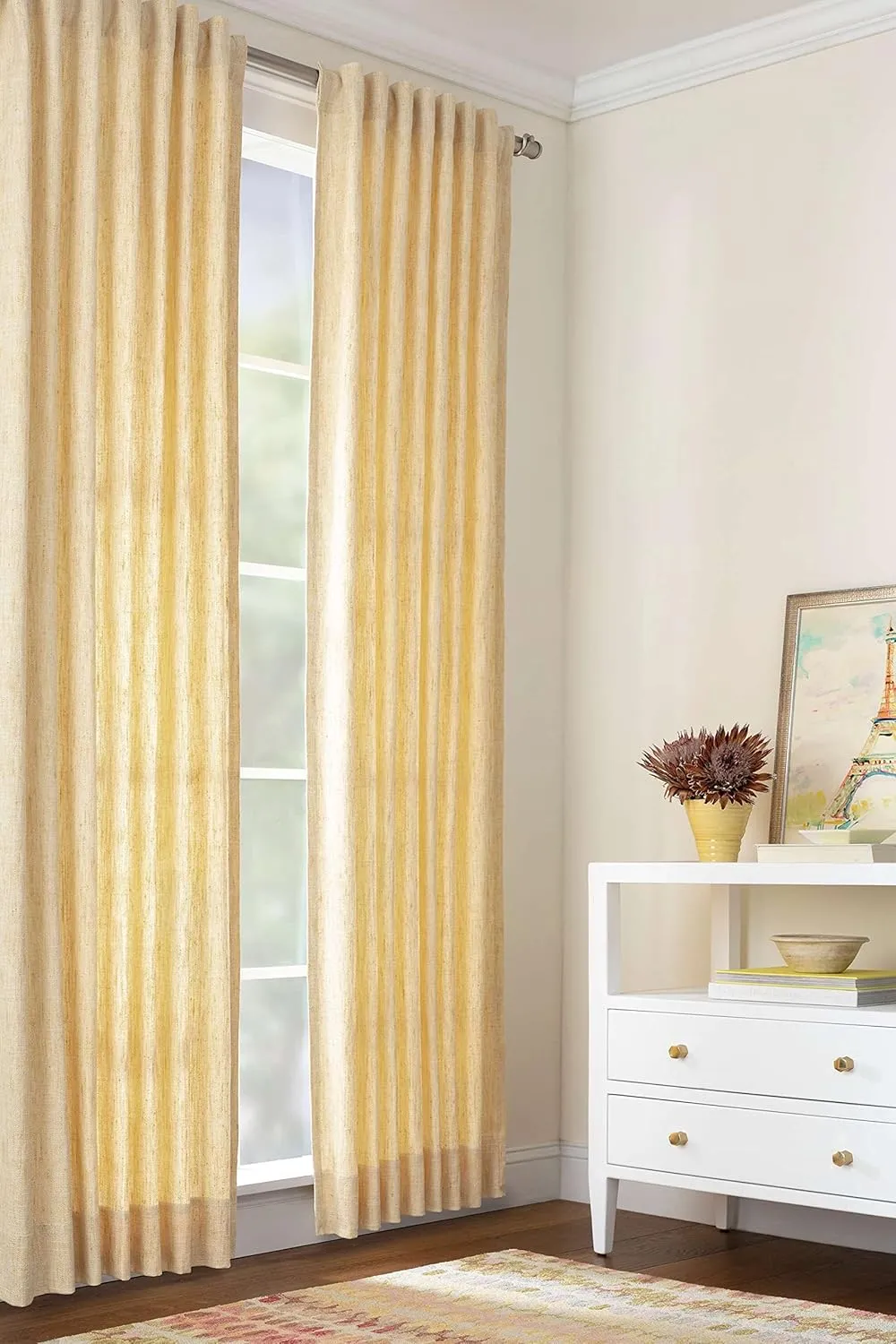 Greylock Soft Yellow Indoor/Outdoor Curtain Panel, 48" W x 84" L, Yellow/Orange Solid Pattern