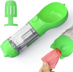 Guardians Dog Water Bottle, Portable Pet Travel Water Bottle Bowl Dispenser with Drinking Feeder Bowl Poop Bag for Dogs Small Pets Walking, Traveling, Hiking (Green)