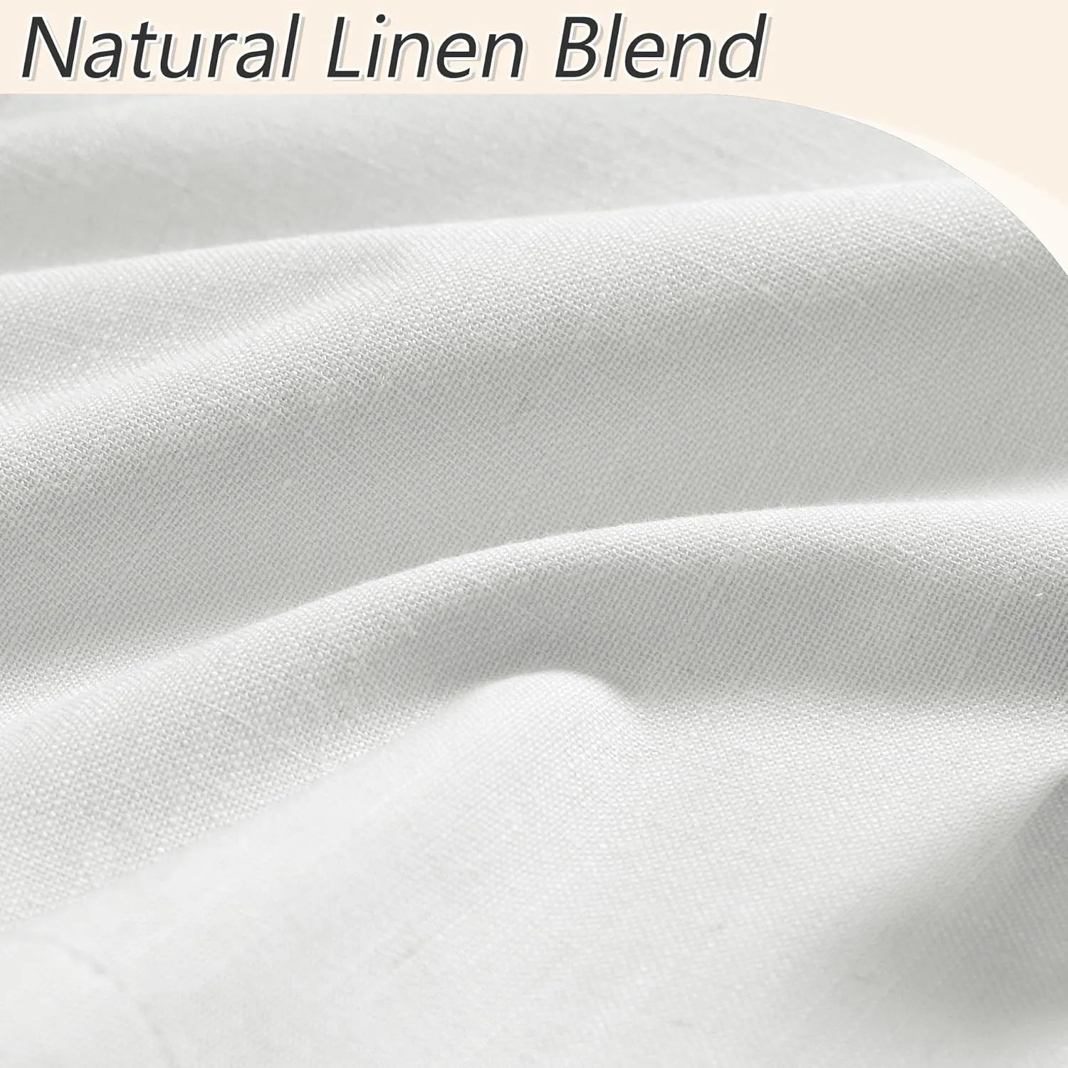 Guken Off White Blackout Curtains 84 Inch Length 2 Panels Set for Living Room Bedroom Back Tab Thermal Insulated 100% Black Out Linen Drapes Room Darkening Window Curtains 84 Inches Long