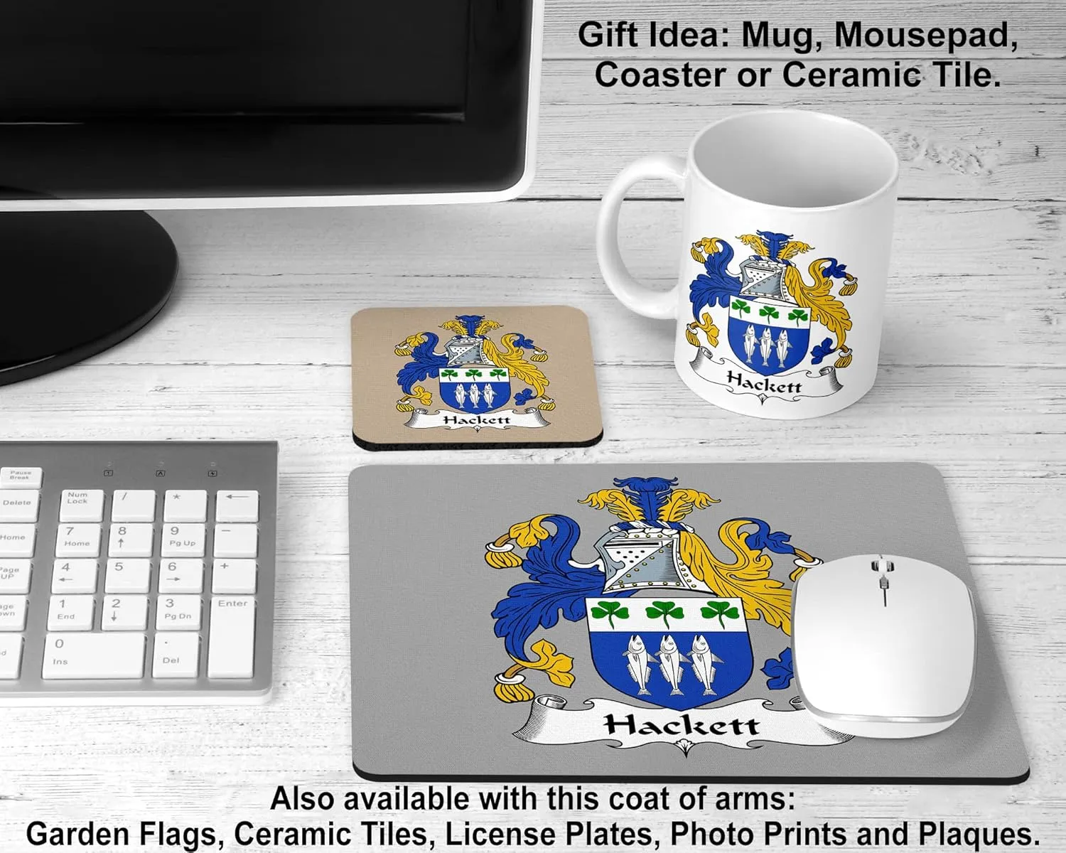 Hackett Coat of Arms/Hackett Family Crest 15 Oz Ceramic Coffee/Cocoa Mug by Carpe Diem Designs, Made in the U.S.A.