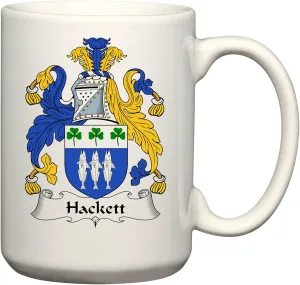 Hackett Coat of Arms/Hackett Family Crest 15 Oz Ceramic Coffee/Cocoa Mug by Carpe Diem Designs, Made in the U.S.A.