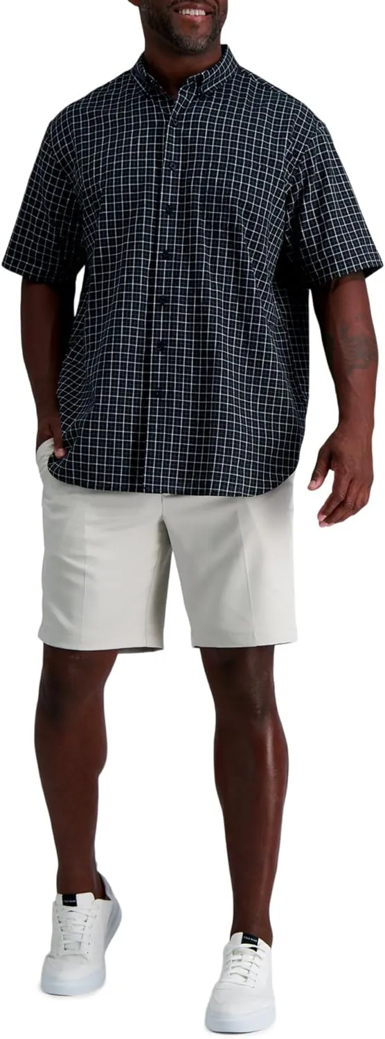 Haggar Men's Big & Tall Short Sleeve Button-Down Casual Linen Shirt