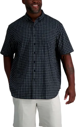 Haggar Men's Big & Tall Short Sleeve Button-Down Casual Linen Shirt