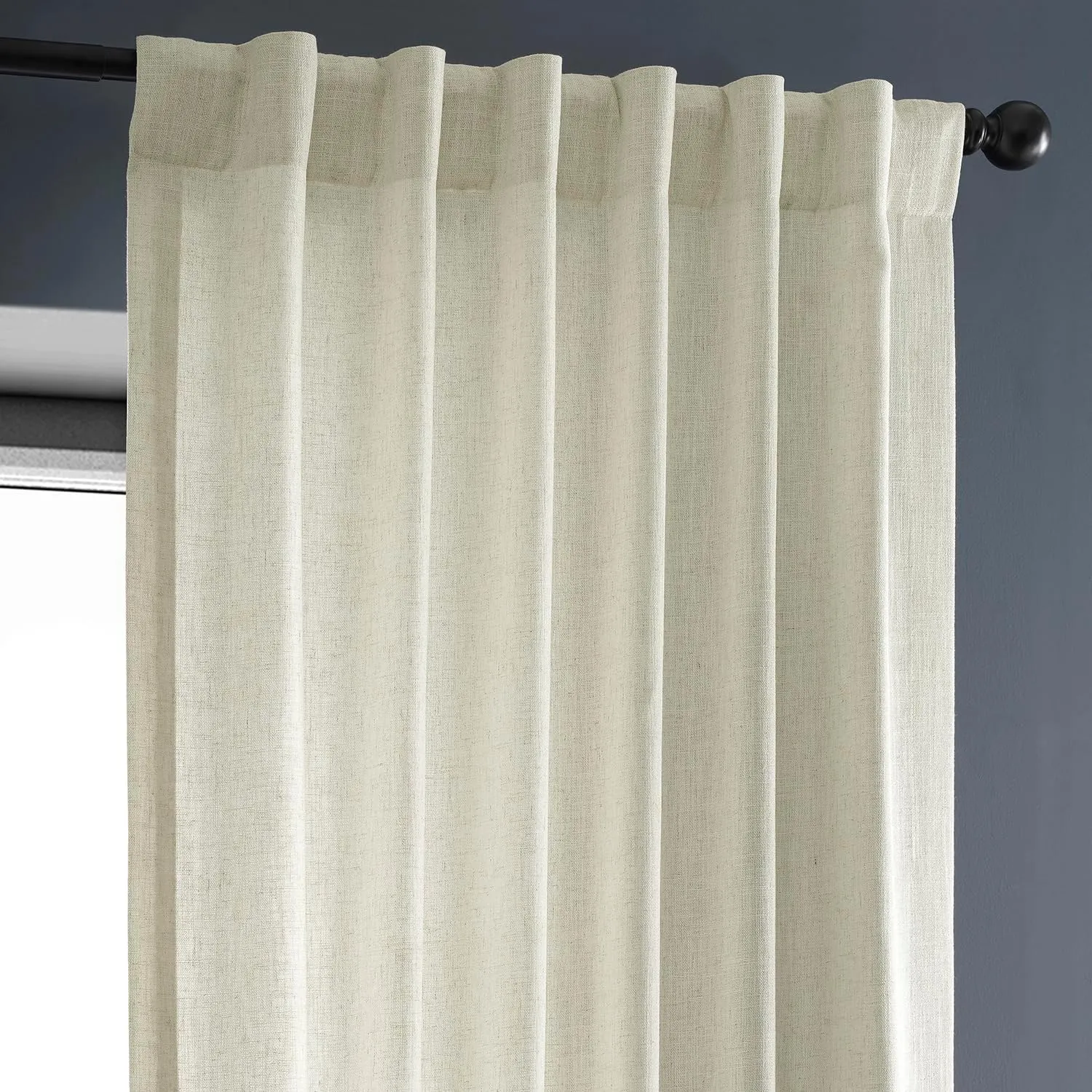 Half Price Drapes FHLCH-VET13192-96 Barley Heavy Faux Linen Curtain, 50 x 96, Brown