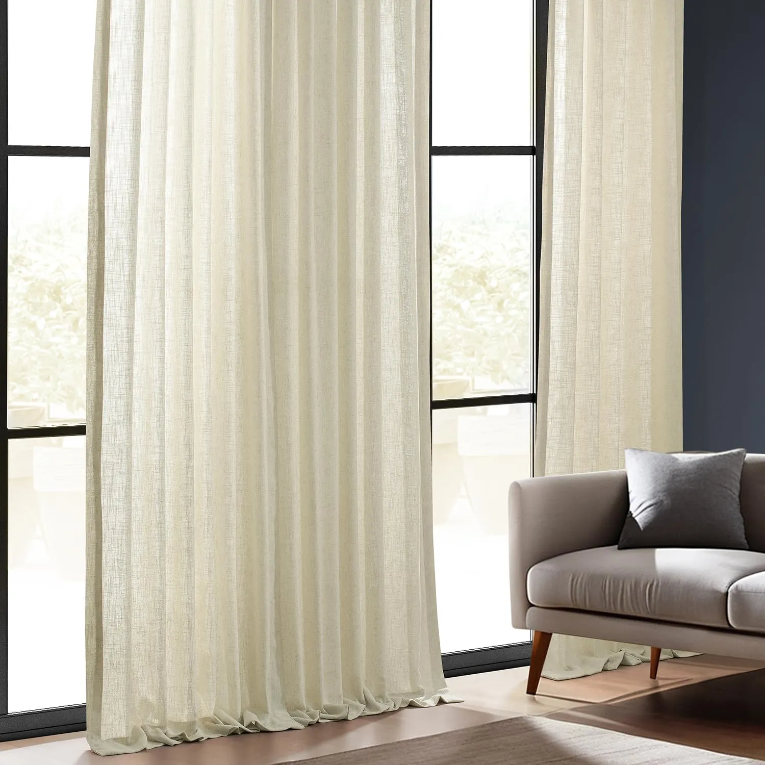 Half Price Drapes FHLCH-VET13192-96 Barley Heavy Faux Linen Curtain, 50 x 96, Brown