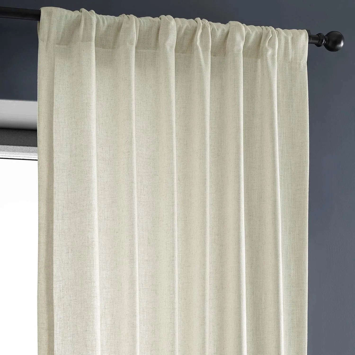 Half Price Drapes FHLCH-VET13192-96 Barley Heavy Faux Linen Curtain, 50 x 96, Brown