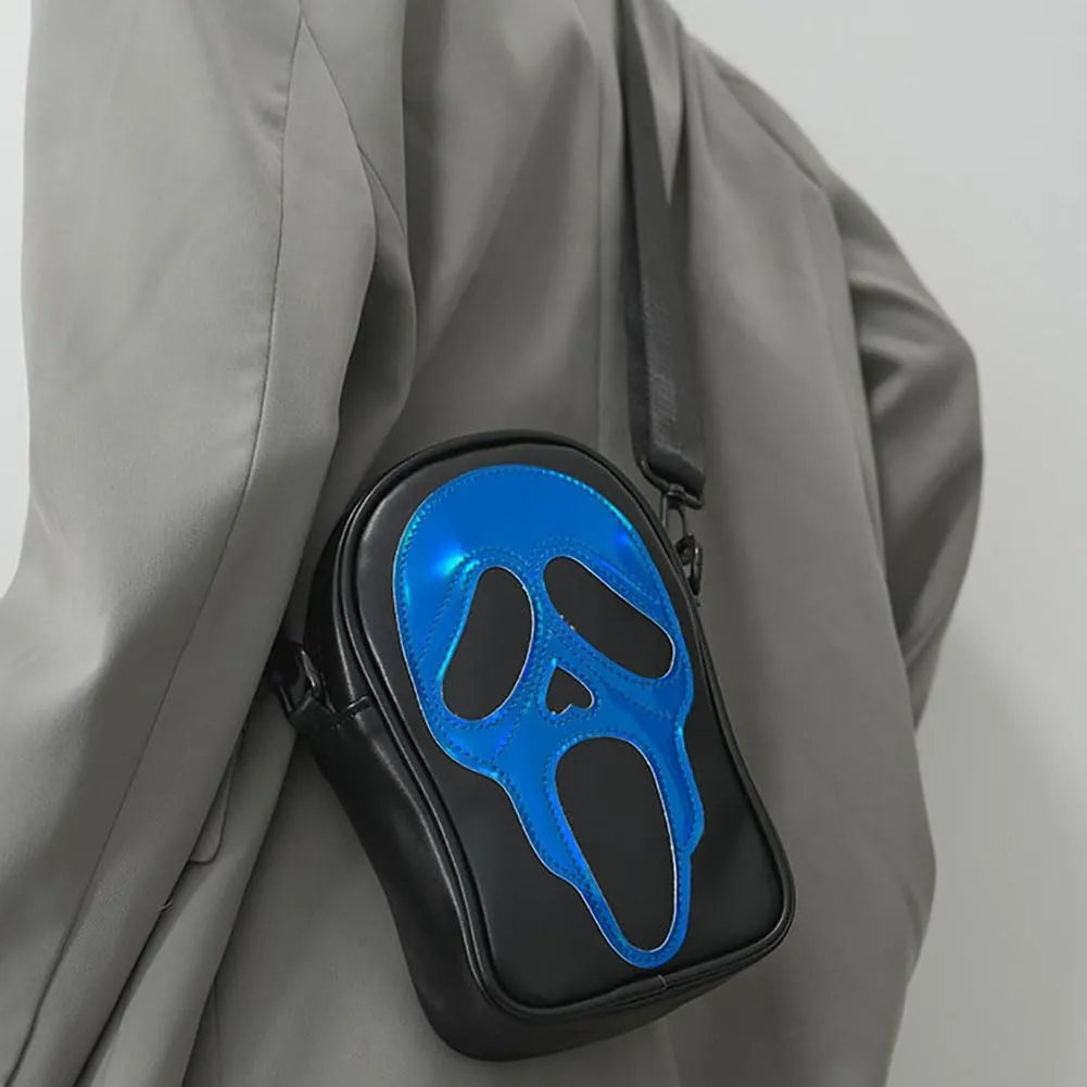 Halloween Crossbody Bag Reflective Ghost Face Purse for Women Men Halloween Accessories