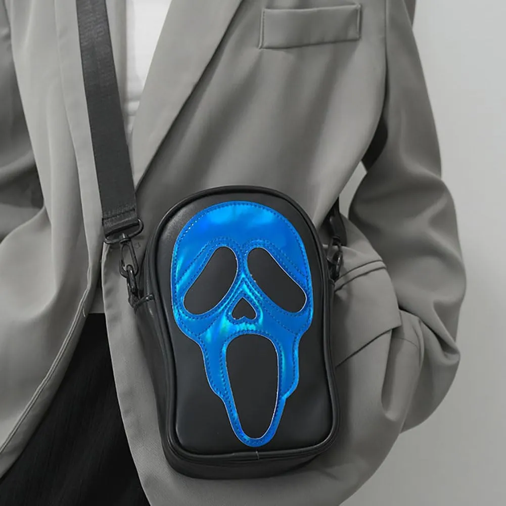 Halloween Crossbody Bag Reflective Ghost Face Purse for Women Men Halloween Accessories