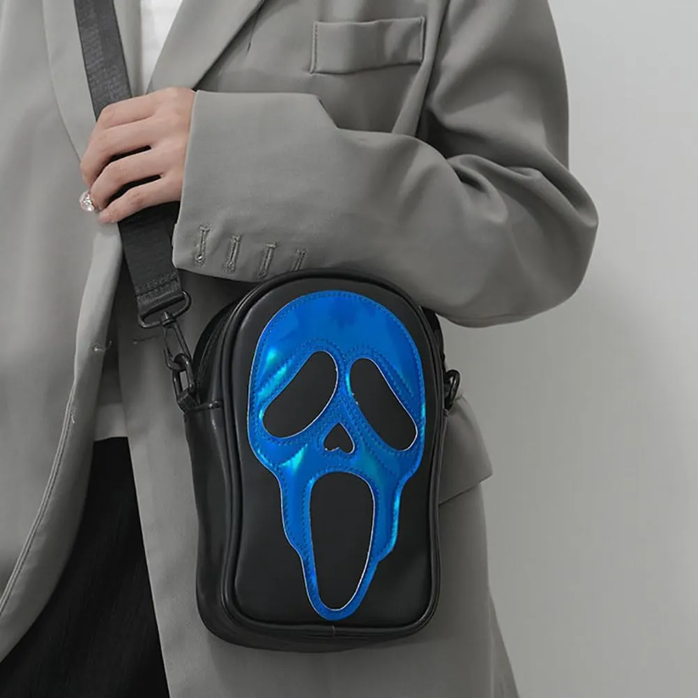 Halloween Crossbody Bag Reflective Ghost Face Purse for Women Men Halloween Accessories