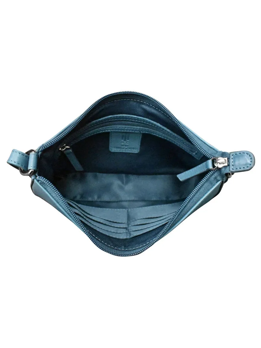 Handbag Classic Crossbody  Blue Leather RFID Blocking 6067
