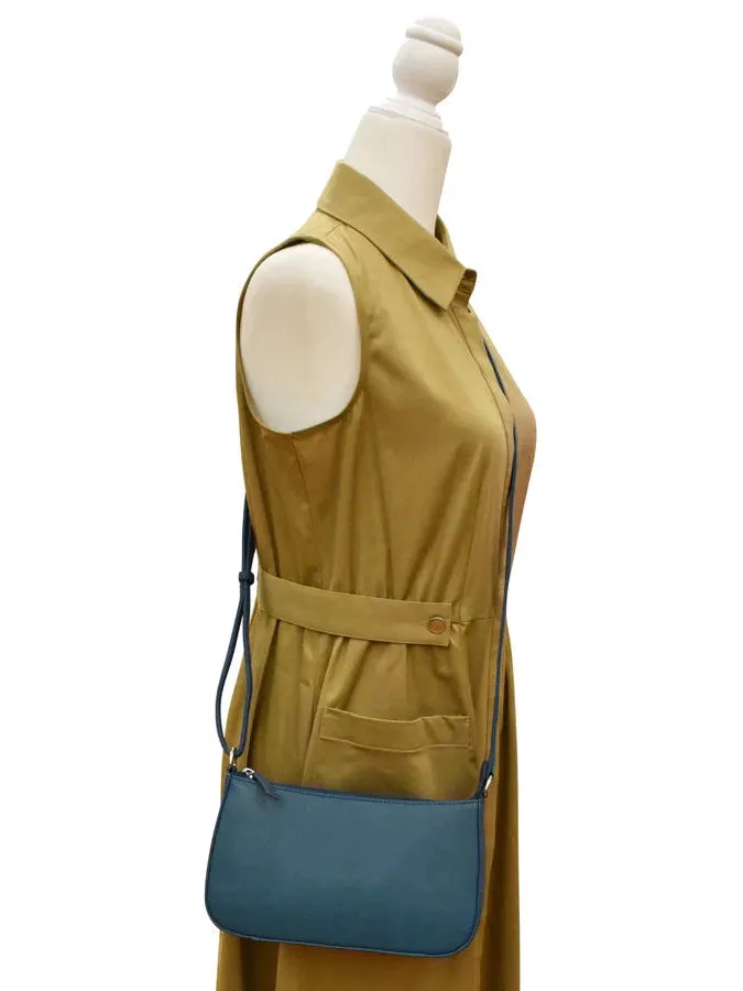 Handbag Classic Crossbody  Blue Leather RFID Blocking 6067