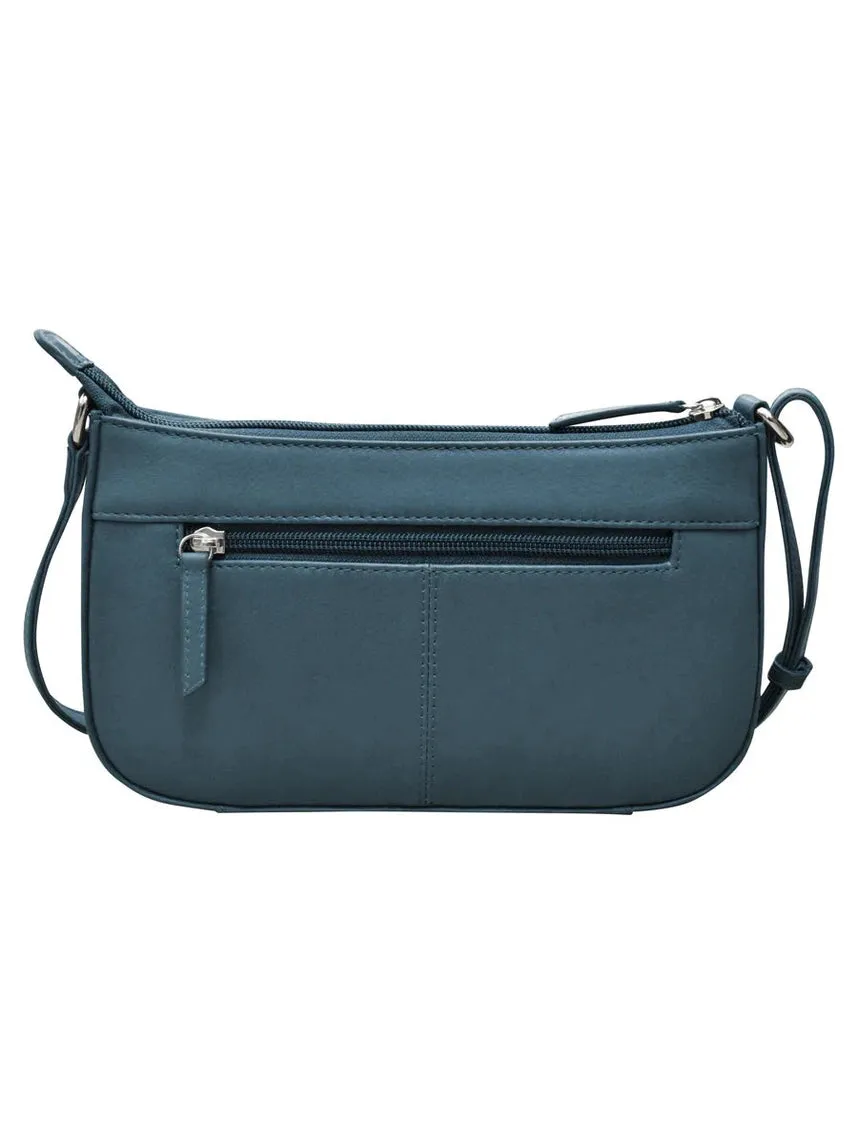 Handbag Classic Crossbody  Blue Leather RFID Blocking 6067