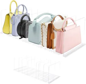 Handbag Organizers, Closet Purse Organizer, Purse Storage Closet Organizer, Clear Acrylic Clutch Tote Bag Holder, Adjustable Shelf Organization Separators Divider Rack for Bedroom Bathroom Office