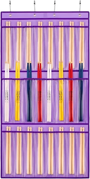 Hanging Drumstick Holder Drum Stick Organizer Drum Set Mallet and Percussion Sticks Display for Drumsticks Mallets Up to 24 Pairs (PURPLE)
