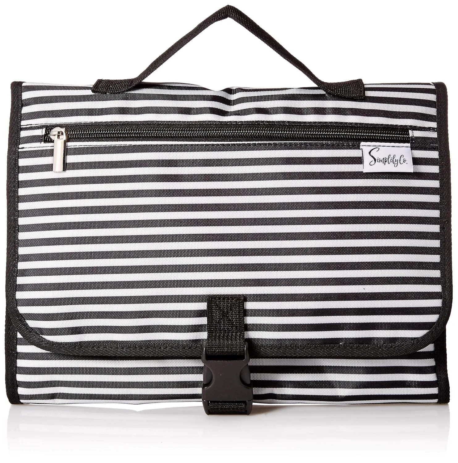 Hanging Stackable Travel Toiletry Make-up Undergarments Tiddy Organizer Roll-up Bag (B&W Stripes)