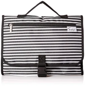 Hanging Stackable Travel Toiletry Make-up Undergarments Tiddy Organizer Roll-up Bag (B&W Stripes)