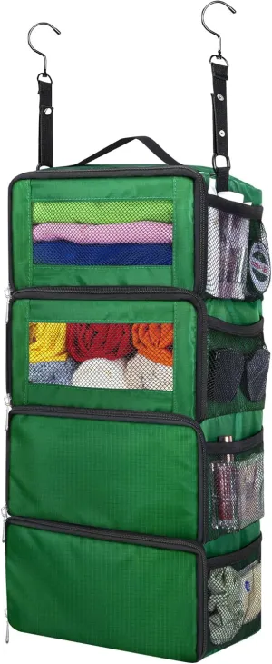 Hanging Travel Organizer, Carry on Luggage Suitcase Organizer, Travel Essentials Portable Travel Shelves Packing Cube for Travel Cruise Small,Green