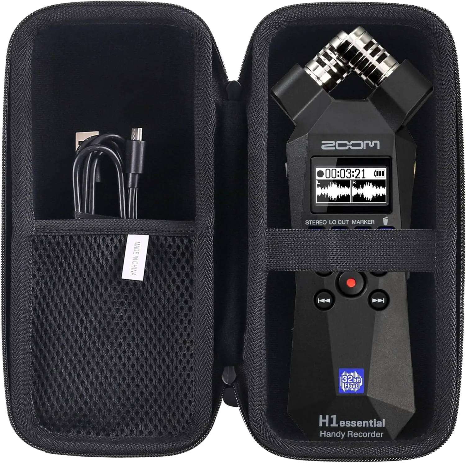 Hard EVA Carrying Case Compatible with Zoom H1essential /H1n Stereo Handy Recorder case (black)