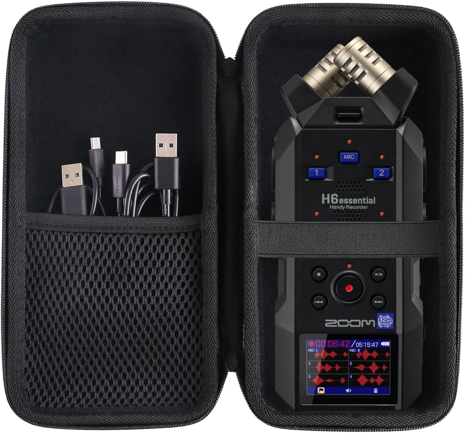 Hard EVA Carrying Case Compatible with Zoom H6 essential (2024 Model, Essential Series)/Zoom H6 6-Track Portable Recorder Case