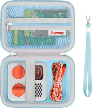 Hard Travel Case for Yoto Mini (2024 Edition) Kids Screen-Free Bluetooth Audio Player, Storage Holder Protection Case with Zipper Mesh Pocket for Kids Audio Card, Charging Cable, Blue