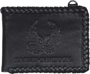 Harley-Davidson Men's Ride Free Bi-Fold Leather Wallet w/RFID Protection - Black