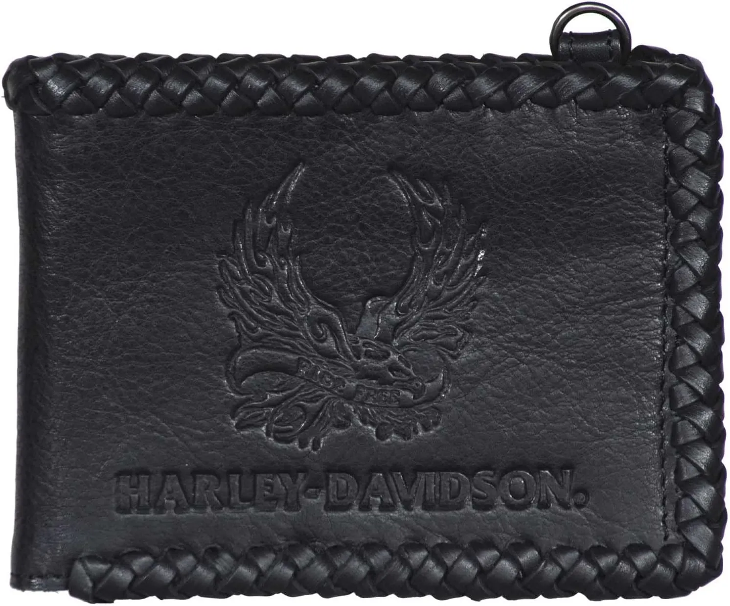Harley-Davidson Men's Ride Free Bi-Fold Leather Wallet w/RFID Protection - Black