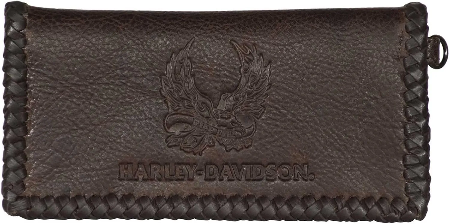 Harley-Davidson Men's Ride Free Trucker Leather Wallet w/RFID Protection - Brown