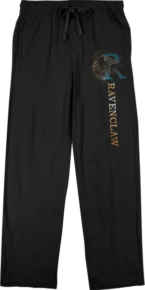 Harry Potter Ravenclaw Eagle Men's Black Drawstring Sleep Pajama Pants