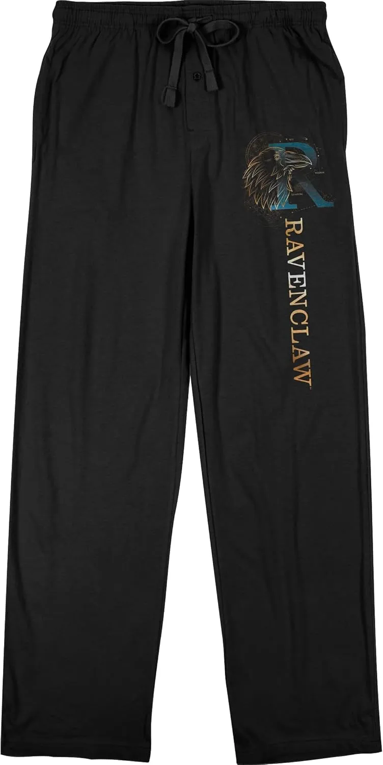 Harry Potter Ravenclaw Eagle Men's Black Drawstring Sleep Pajama Pants