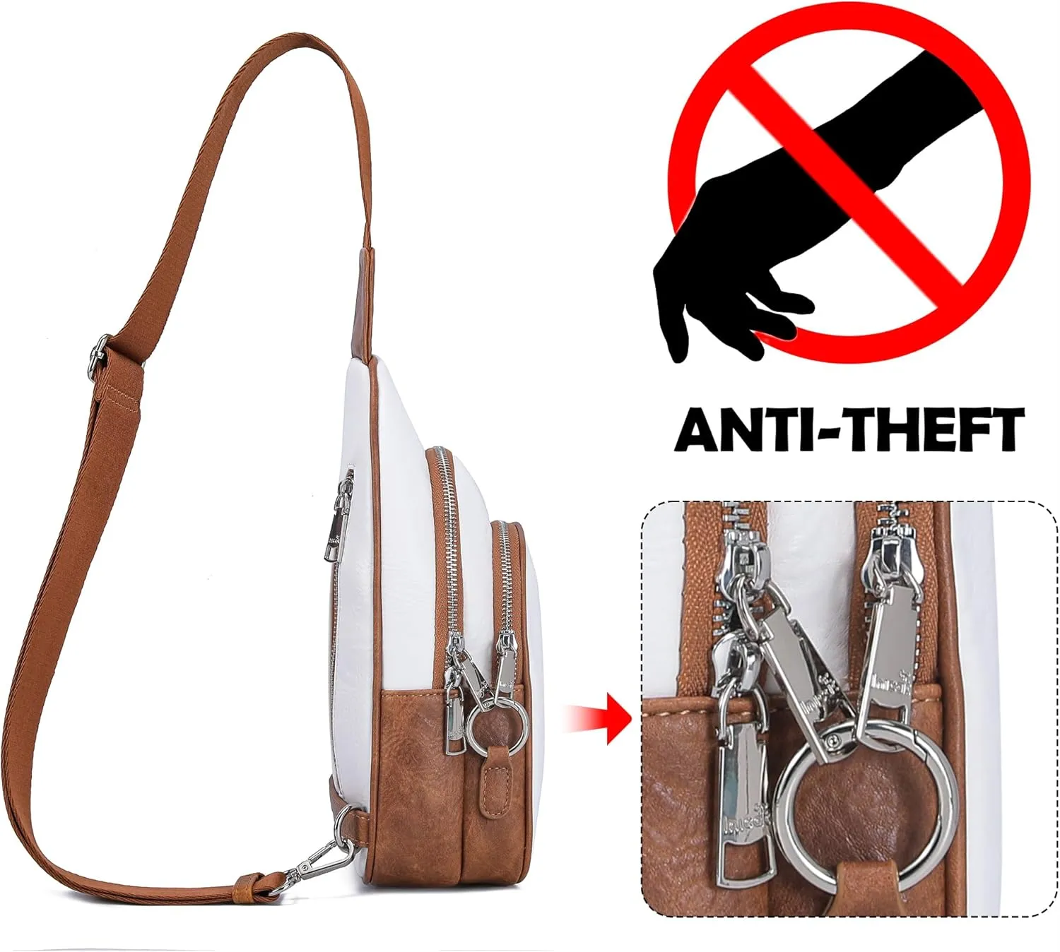 Haytijoe Crossbody Bags for Women Leather Sling Bag Anti-theft Cross Body Bag Travel Sling Purse Chest Bags Fanny Packs