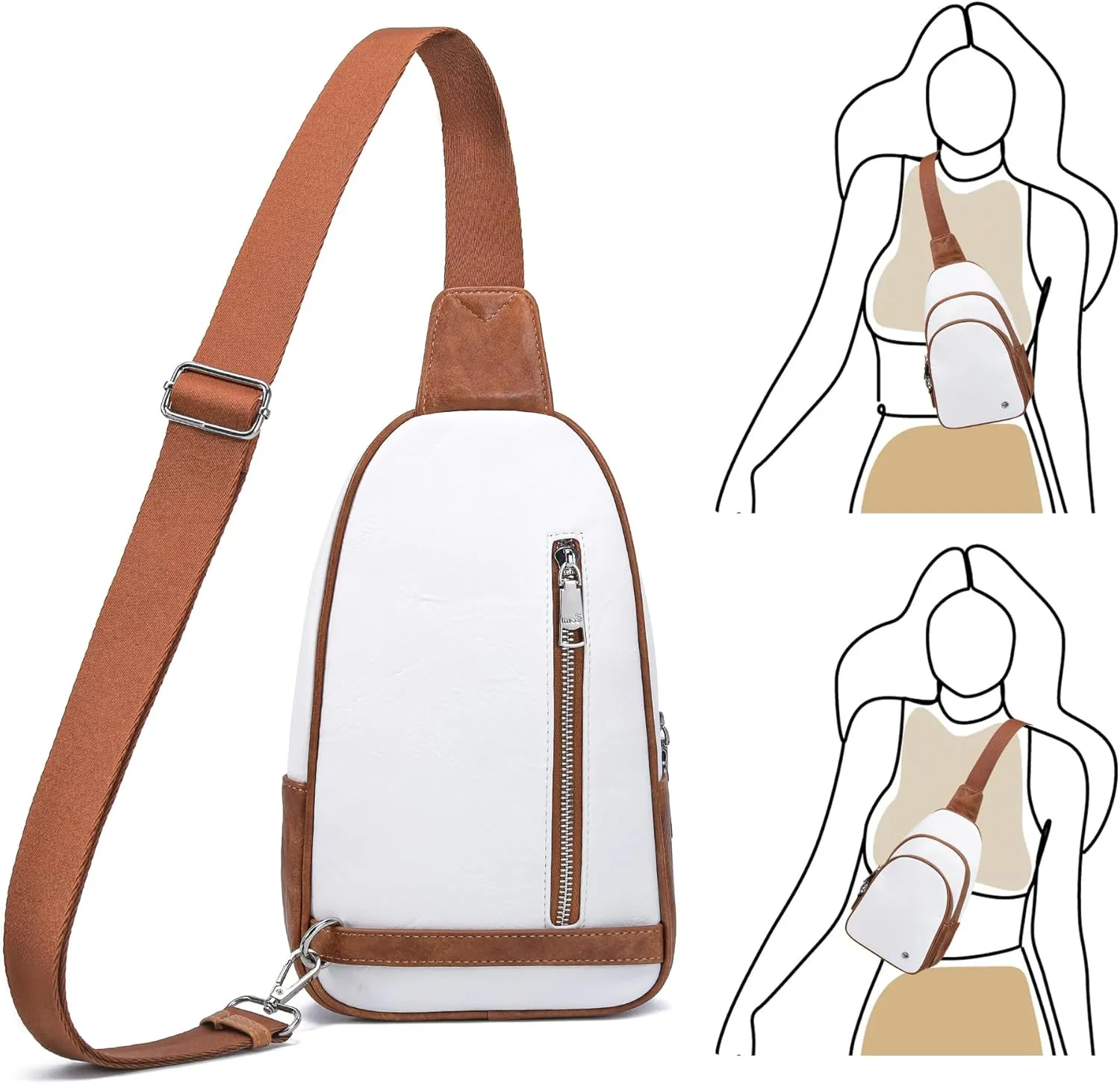 Haytijoe Crossbody Bags for Women Leather Sling Bag Anti-theft Cross Body Bag Travel Sling Purse Chest Bags Fanny Packs