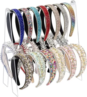 Headband Holder Headband Organizer, Acrylic Headband Holder Organizer, 2-Tier Clear Headband Display Stand, Headband Storage Rack for Girls and Women (Modern)