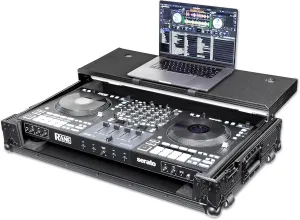 Headliner Pitch Black Flight Case Compatible with Rane Four & Rane Performer with Laptop Platform & Wheels