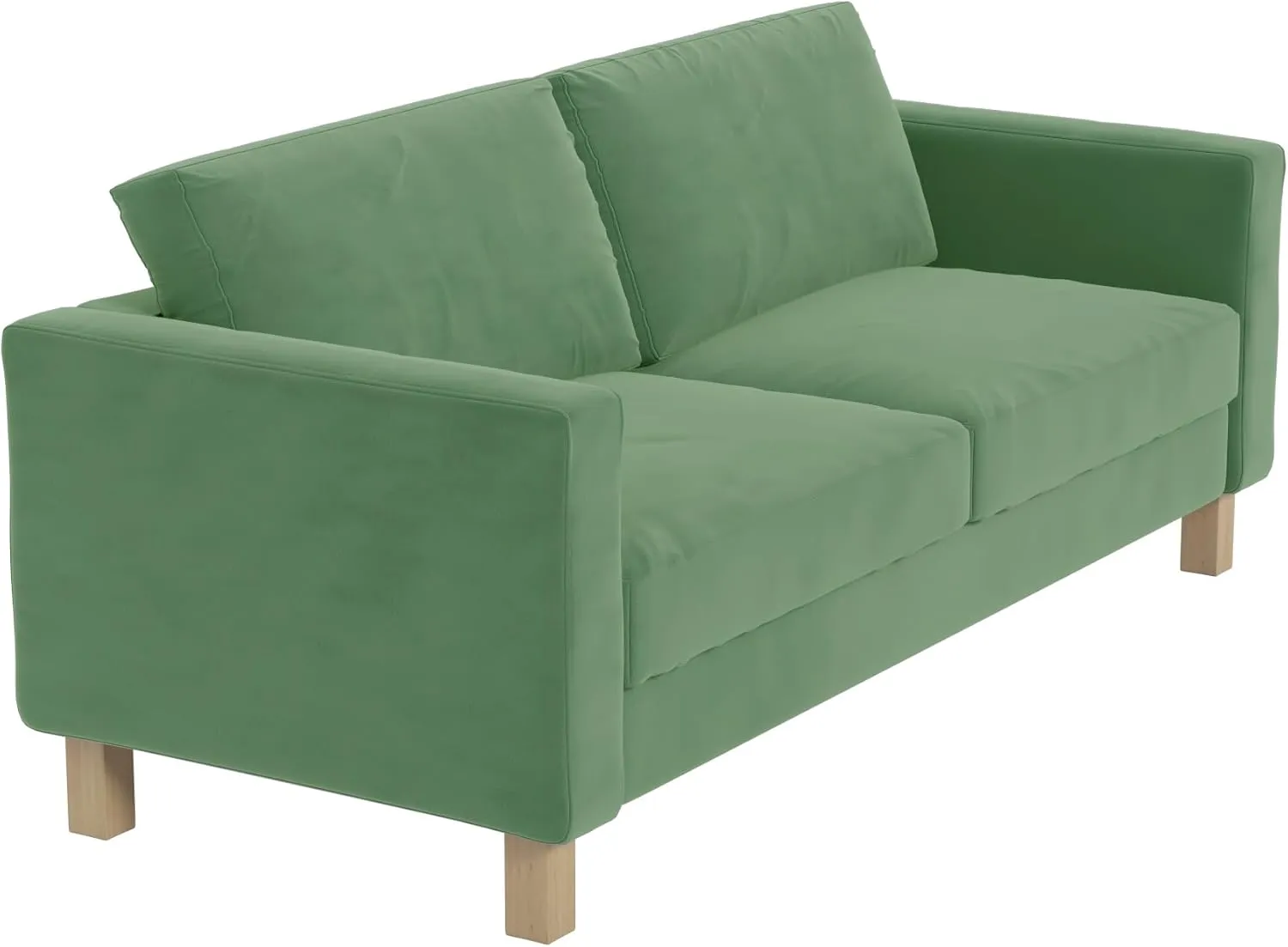 Heavy Duty Velvet Karlstad Three Seat (Not Loveseat) Sofa Cover (Width: 205CM, Not 165CM) Replacement Custom Made Compatible with IKEA Karlstad 3 Seat Sofa Couch Slipcover (Velvet Light Green Sofa)